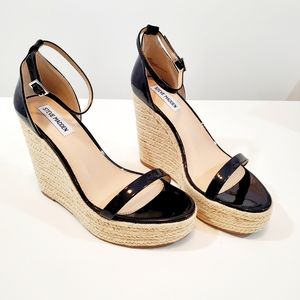 Steve Madden - Black Patent Wedge Sandal - Size 10